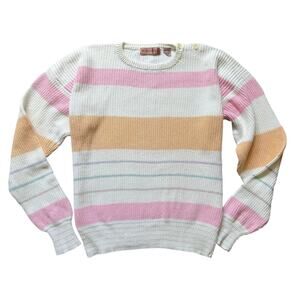 Henry Grethel Vintage Pastel Striped Cotton Oversized Sweater Women’s Small